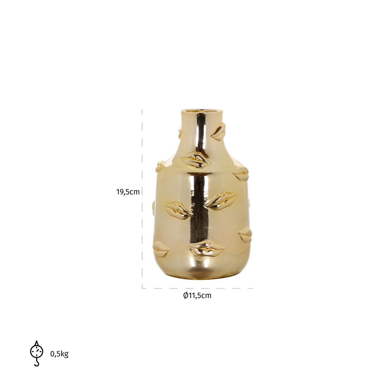 Vase Kisses gold small