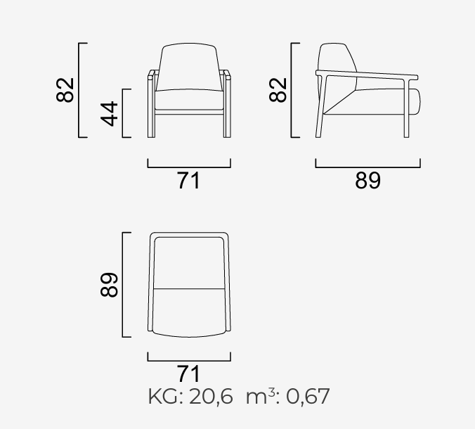 Armchair Boboil Brown & Walnut