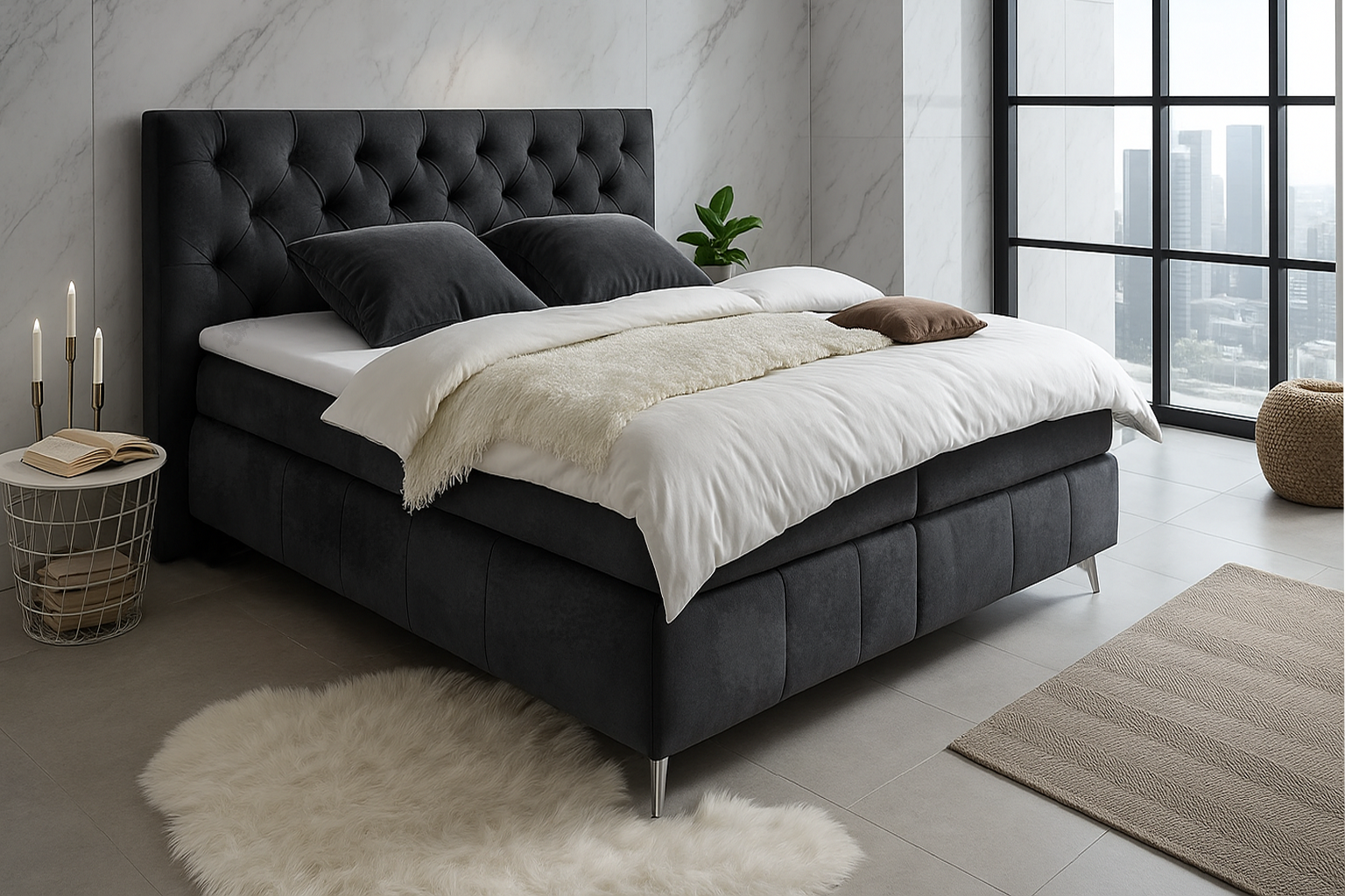 Boxspring Halston – Anthracite | Includes Base and Topper