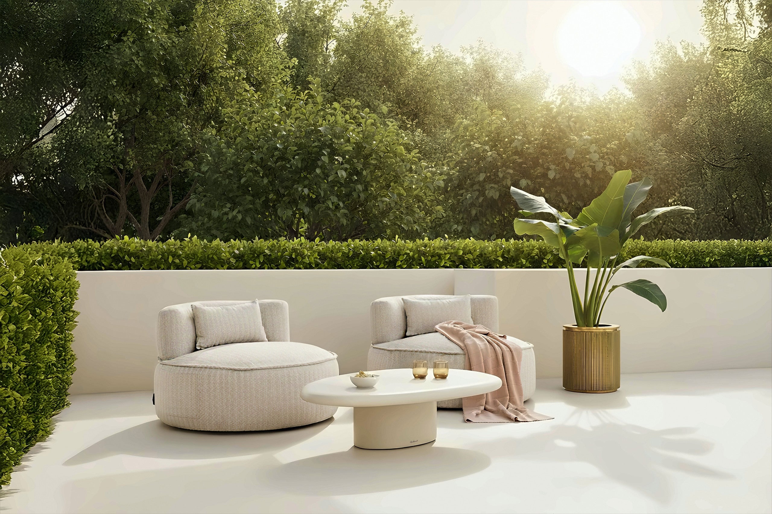 Outdoor coffee table Urban Bloom sandstone