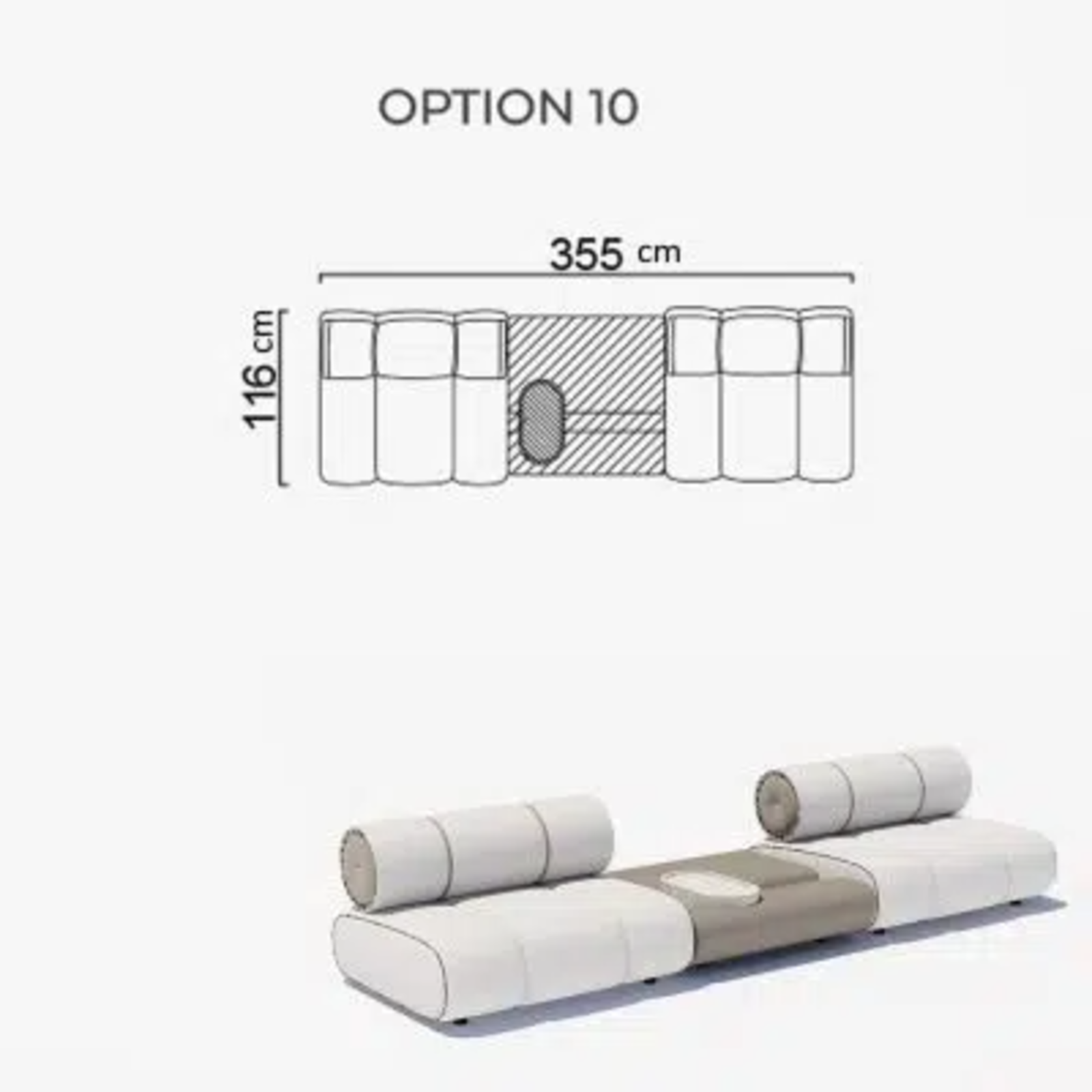 Sofa Orian White 355x116cm