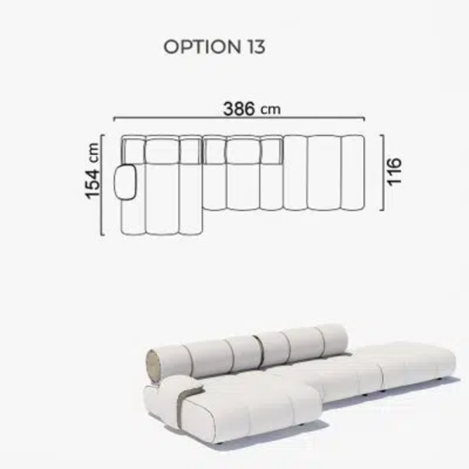 Sofa Orian White 154x386x116cm