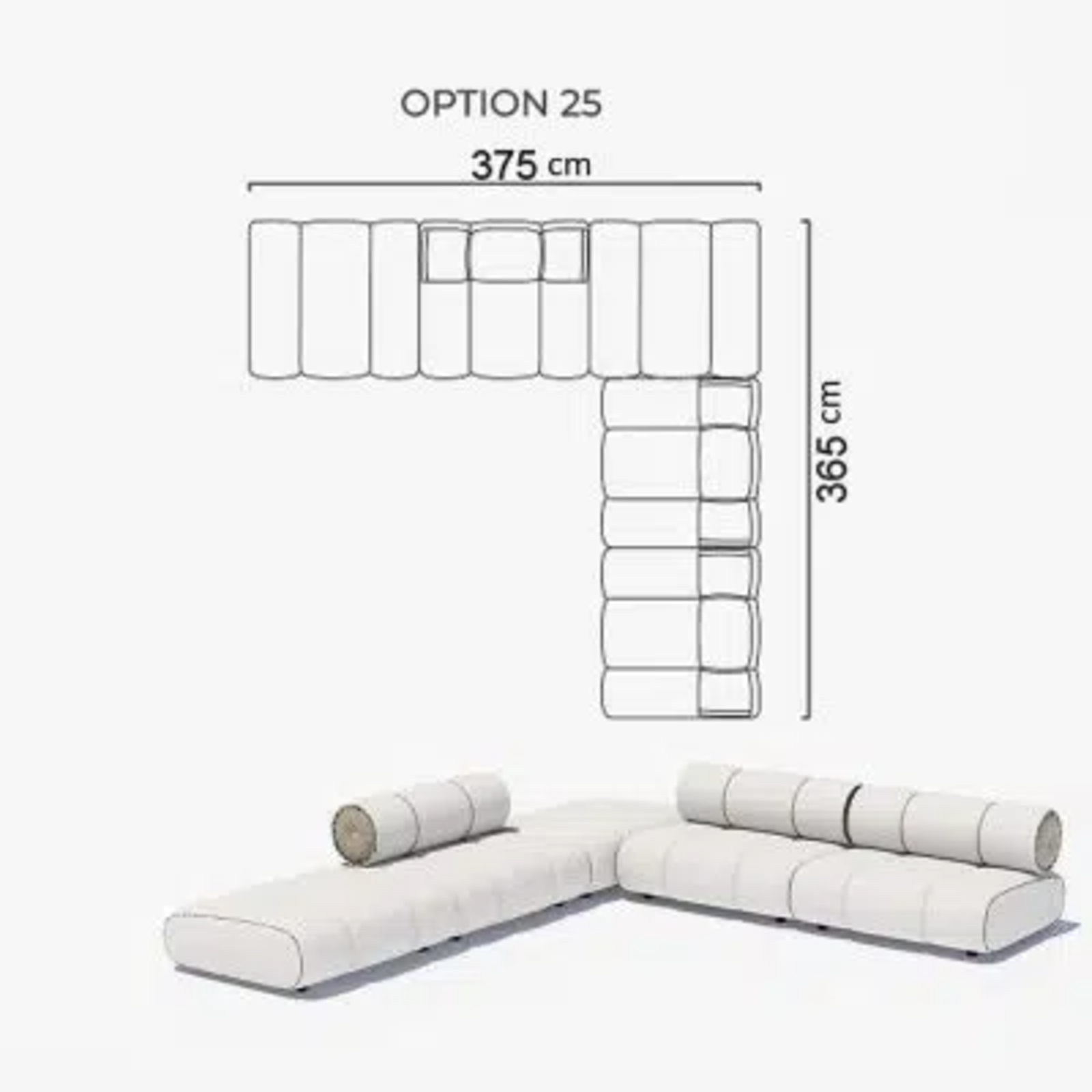 Sofa Orian White 375x365cm