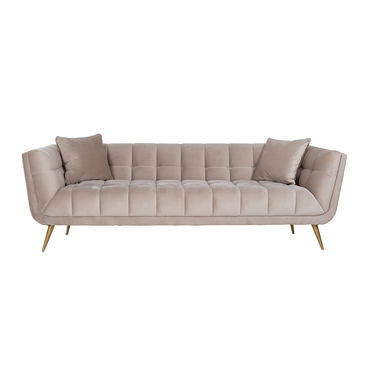 Sofa Huxley Khaki velvet / Brushed gold (Quartz Khaki 903) - 230x91cm