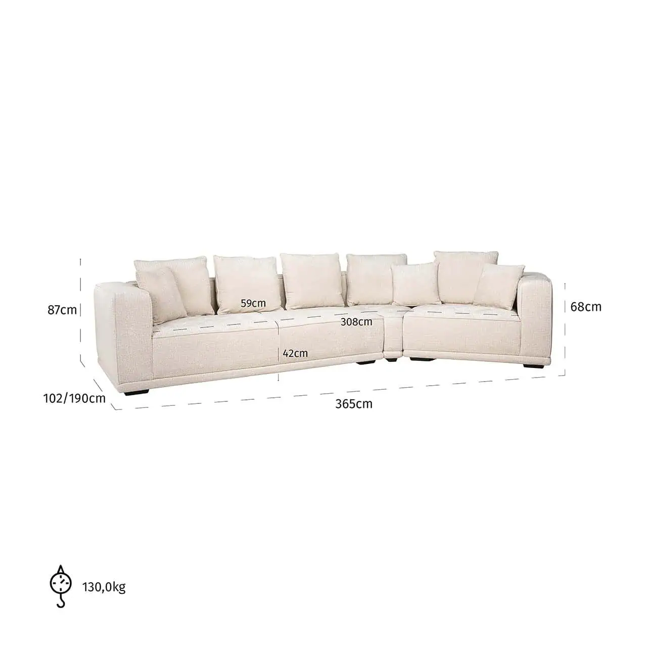 Sofa Lusso 4-zits Beige Chenille