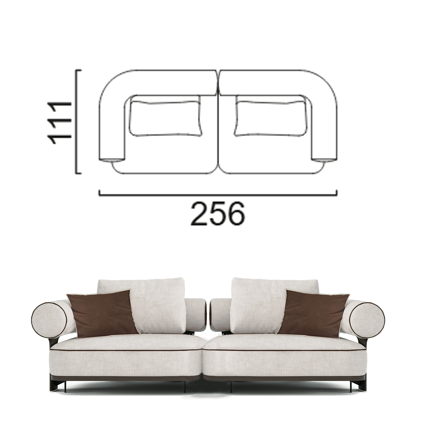 Sofa Kyoto - Light Gray/Beige 256x111cm