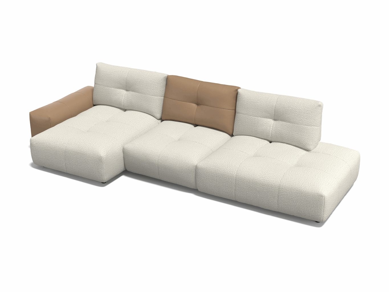 Sofa Magic - White/Brown - Lounge Left