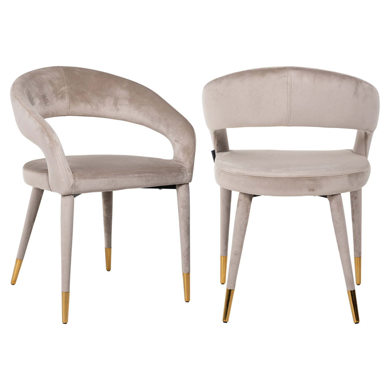 Dining chair Gia khaki velvet fire retardant