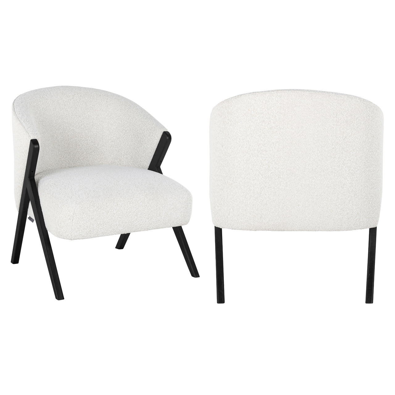 Lounge chair Mia white bouclé