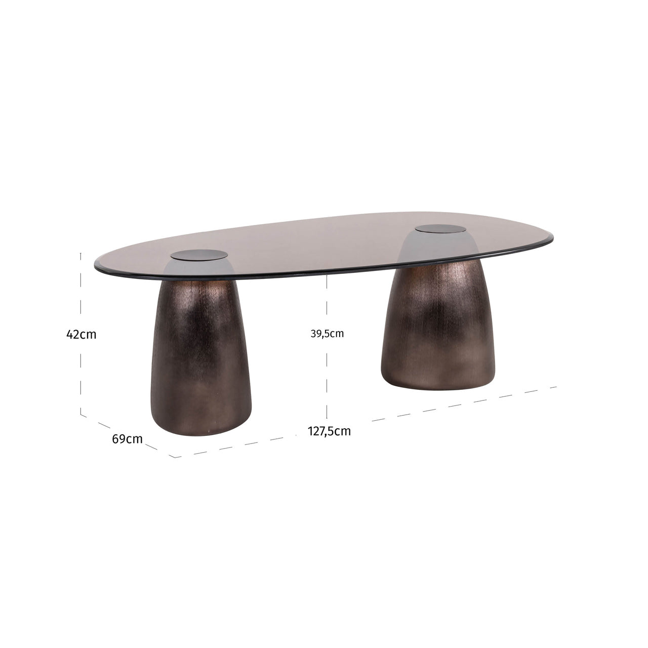Coffee table Hayden bronze oval