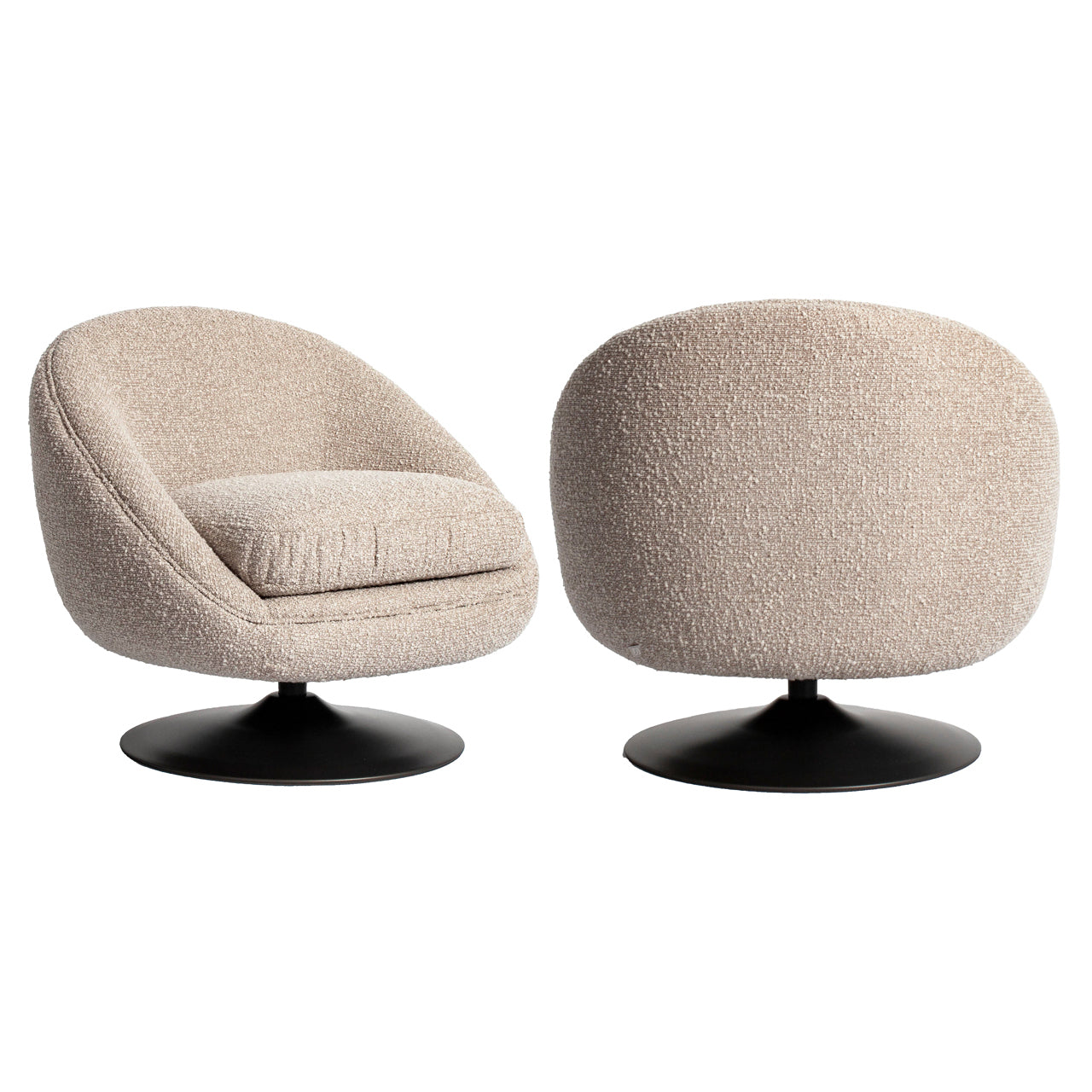 Lounge chair Nodo natural chunky swivel