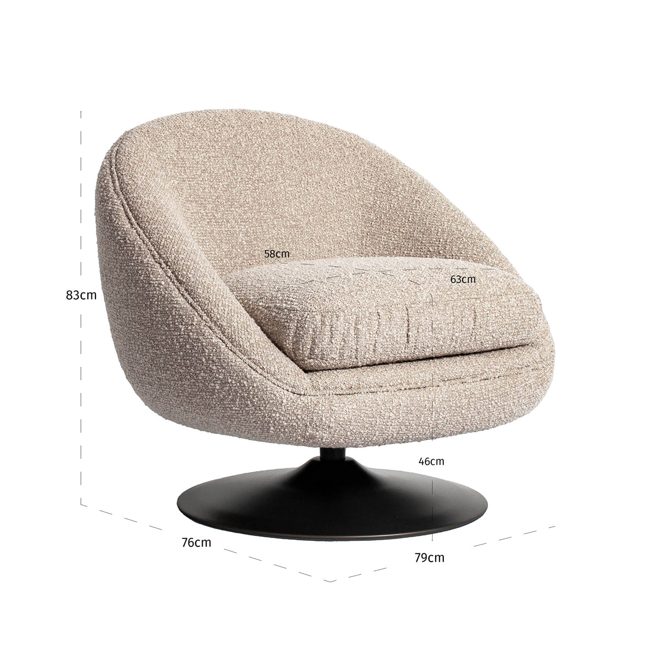 Lounge chair Nodo natural chunky swivel