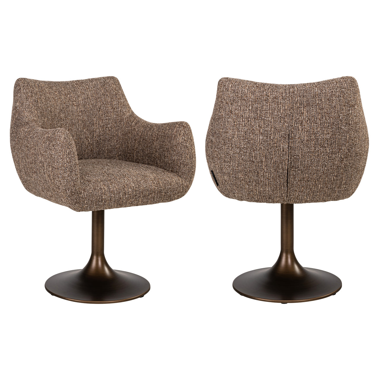 Dining chair Aldo brown tweed swivel