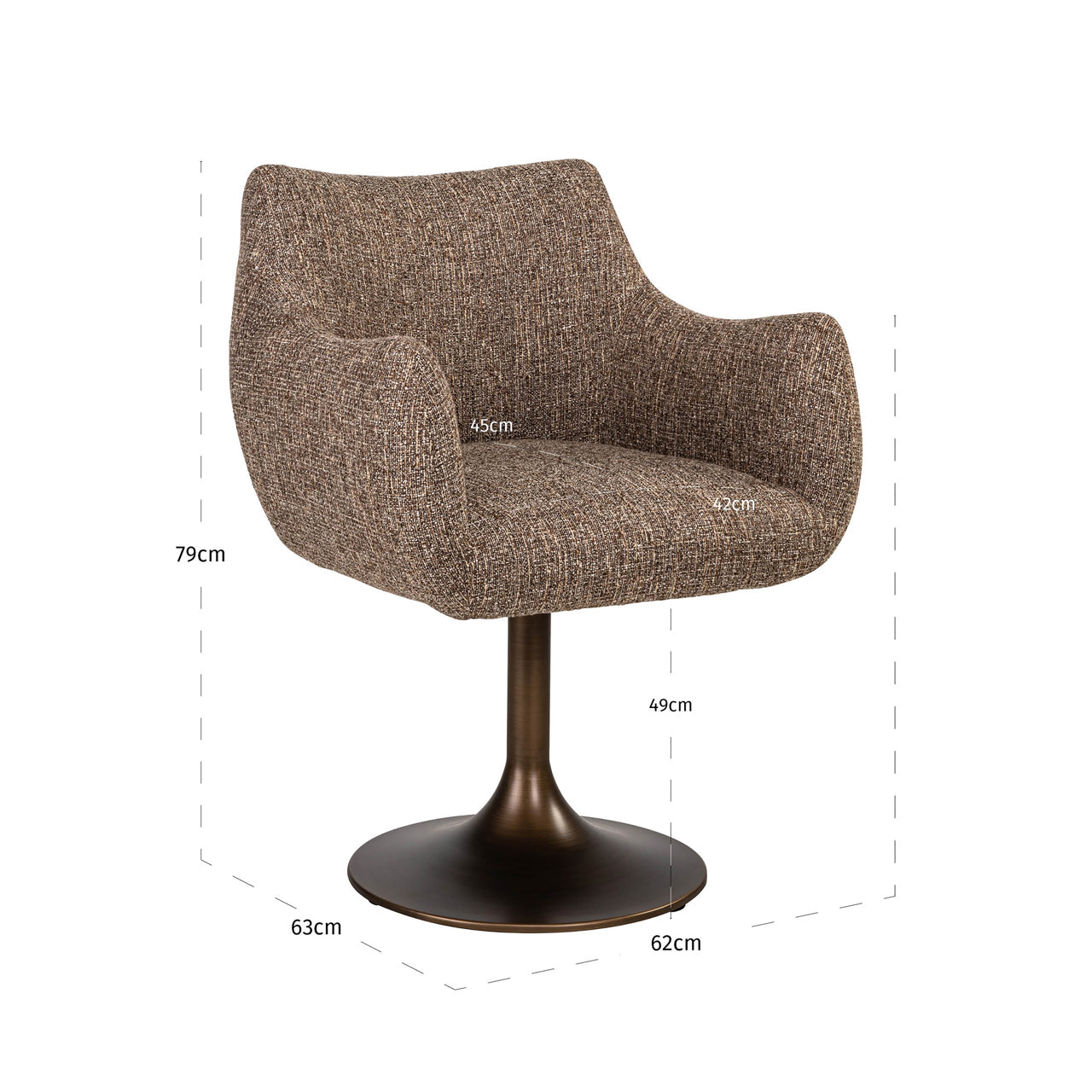 Dining chair Aldo brown tweed swivel