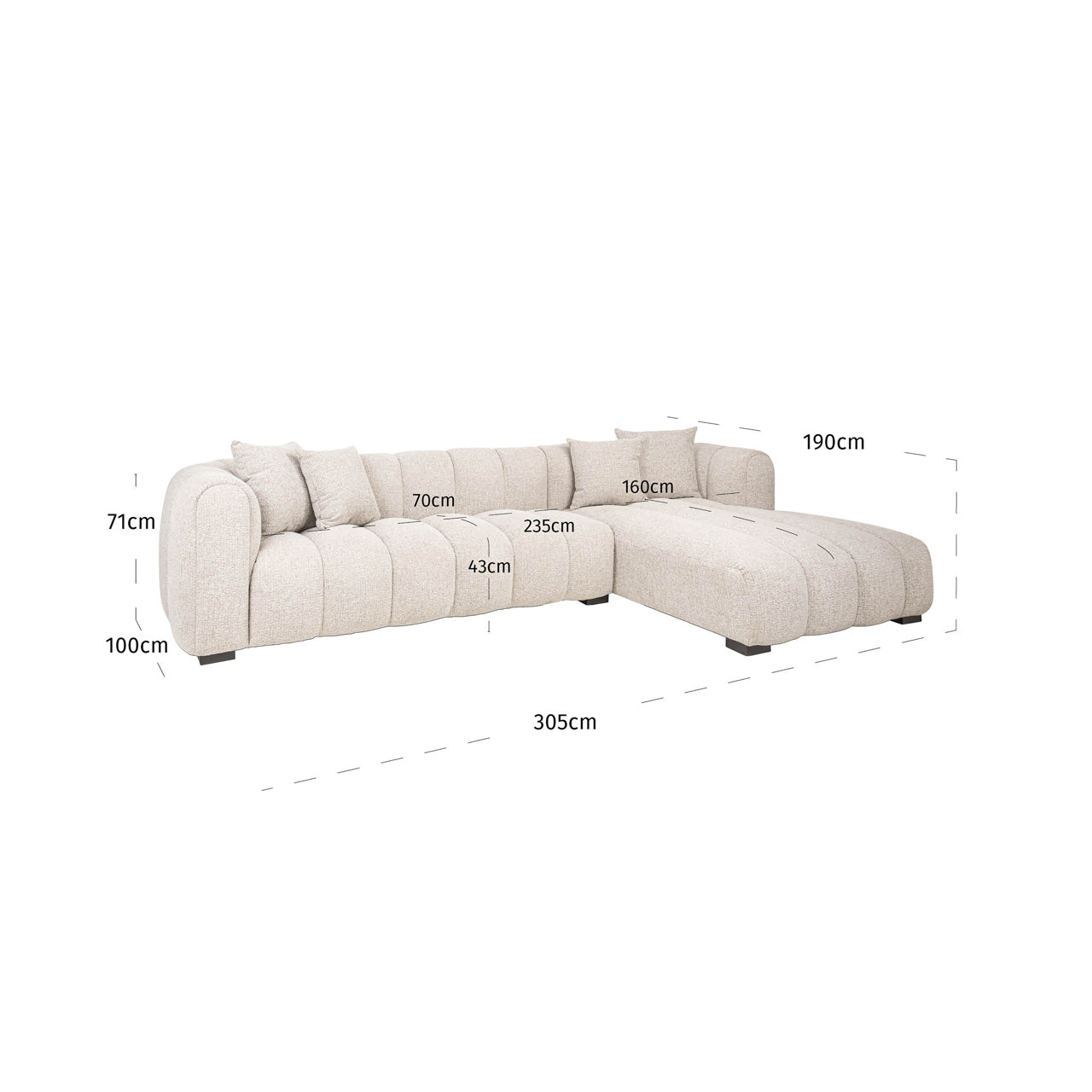 Sofa Novaro natural fancy lounge right