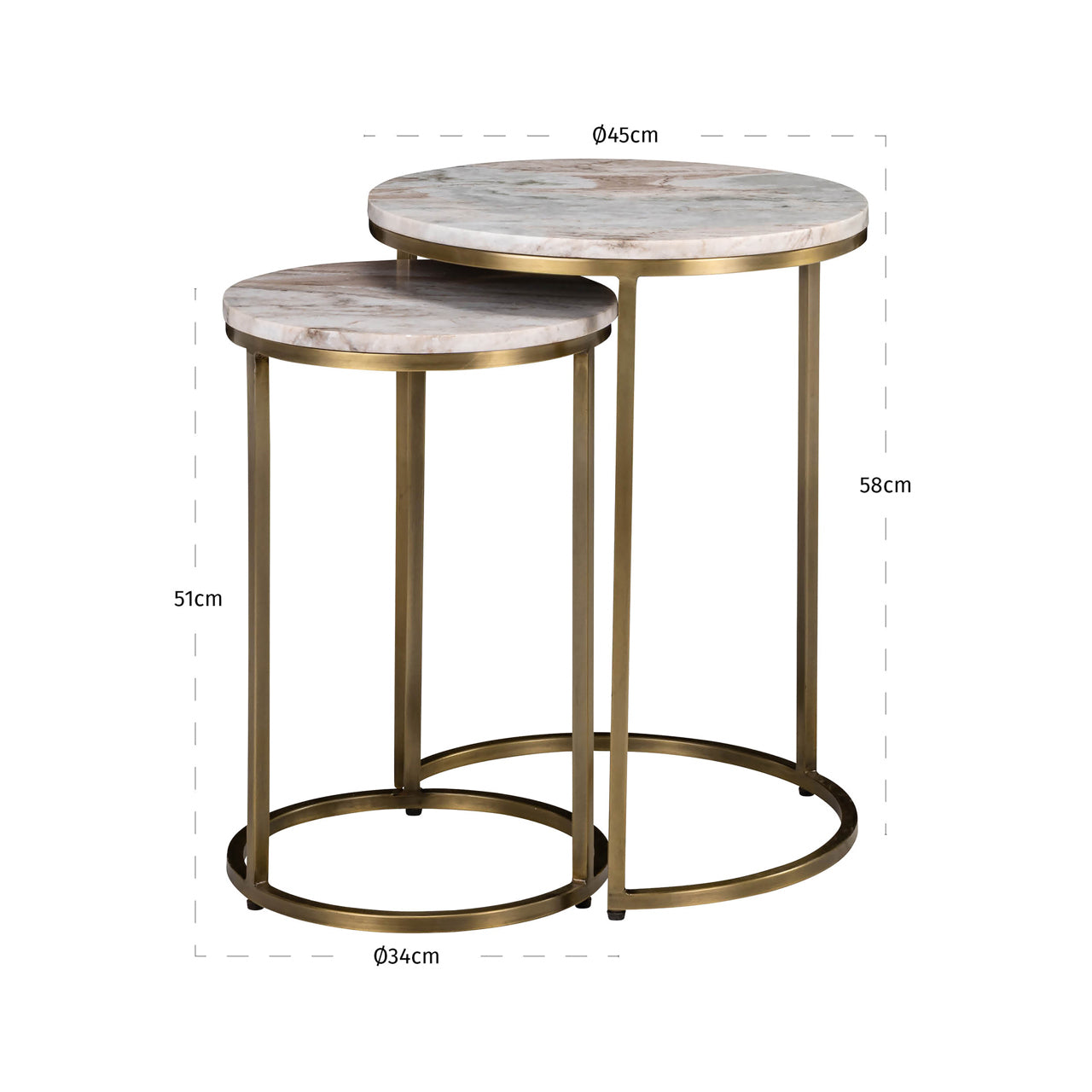 End table Bottega Blush beige (Set of 2)