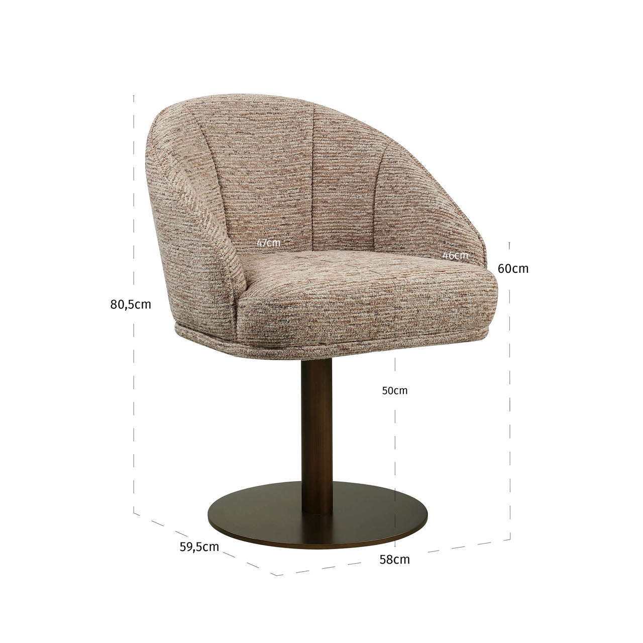 Dining chair Beverly mocca linear swivel