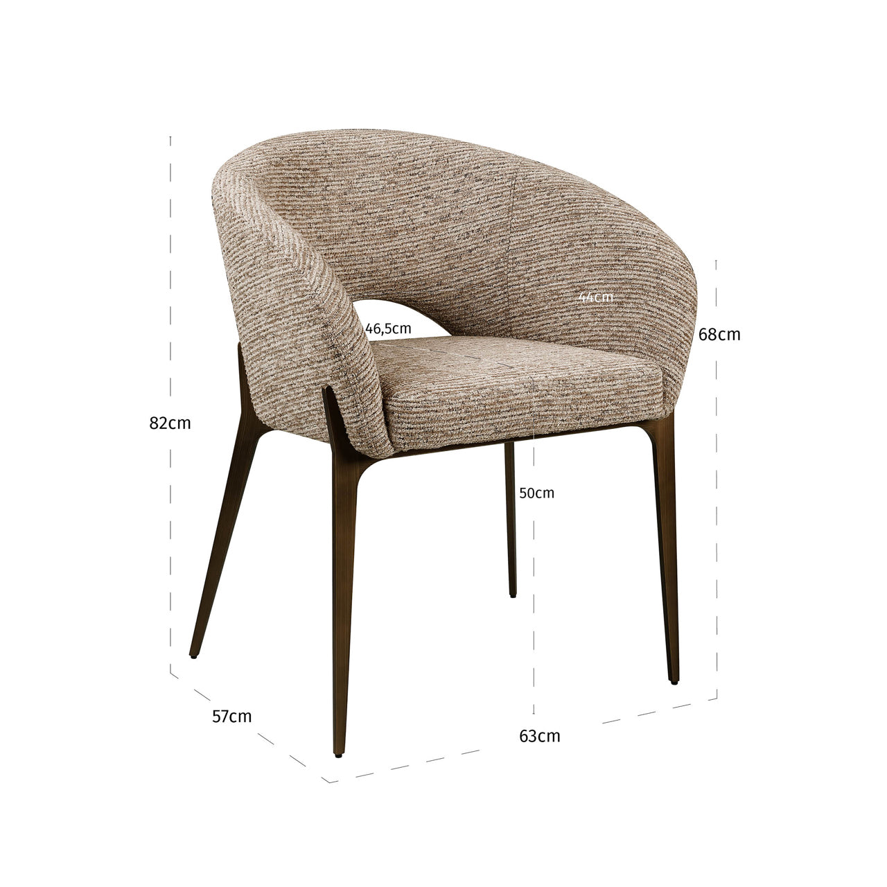 Dining chair Kenzi mocca linear fire retardant