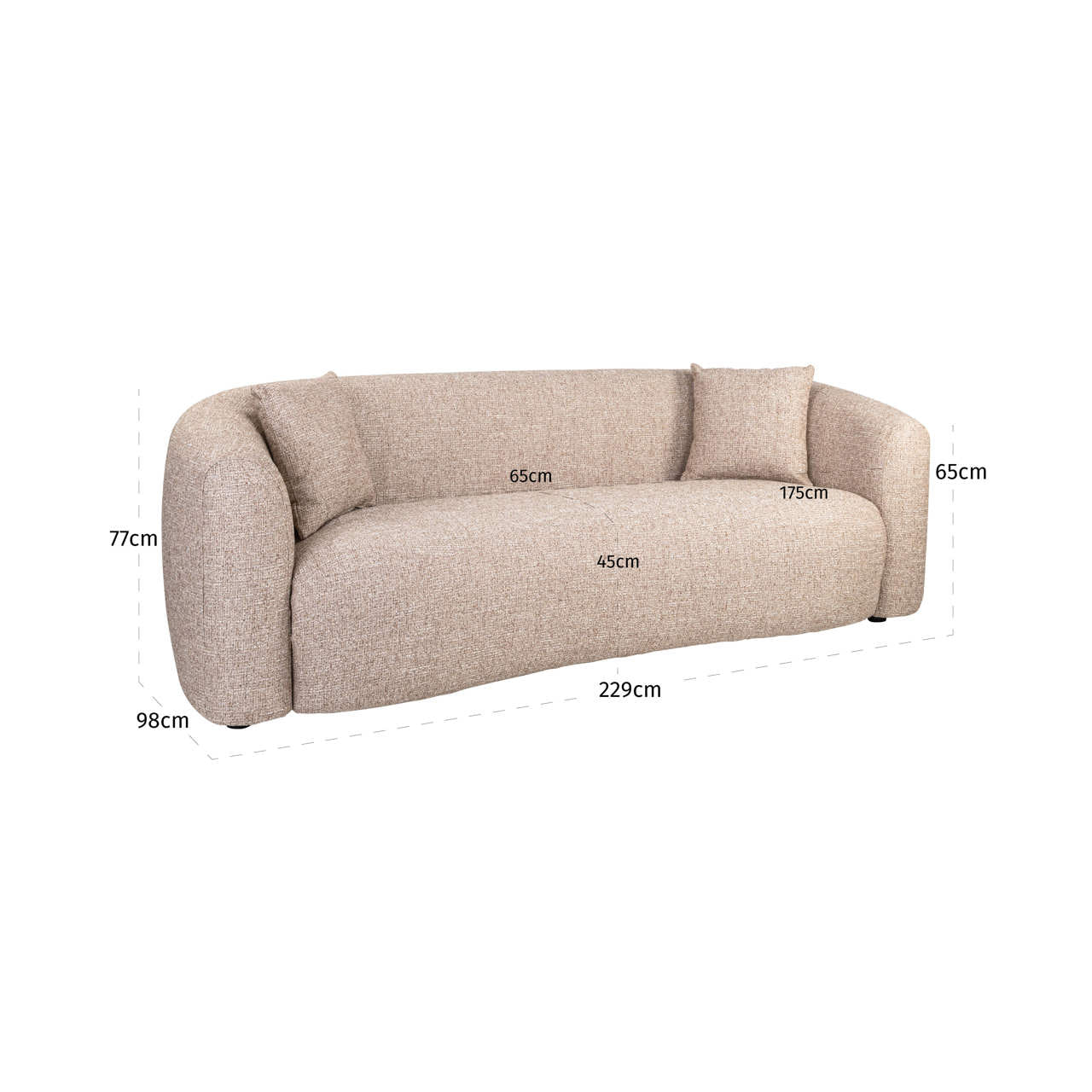 Sofa Luxandra sand tweed fire retardant