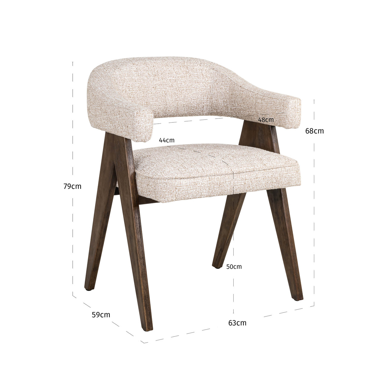 Dining chair Mori cream tweed fire retardant