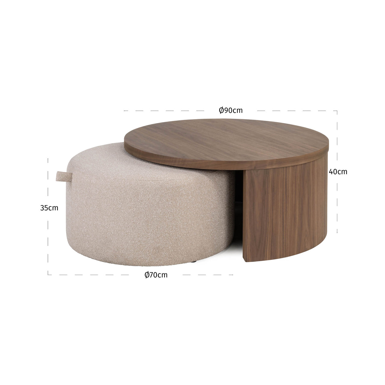 Coffee table Windsor walnut lodge desert fire retardant (Set of 2)