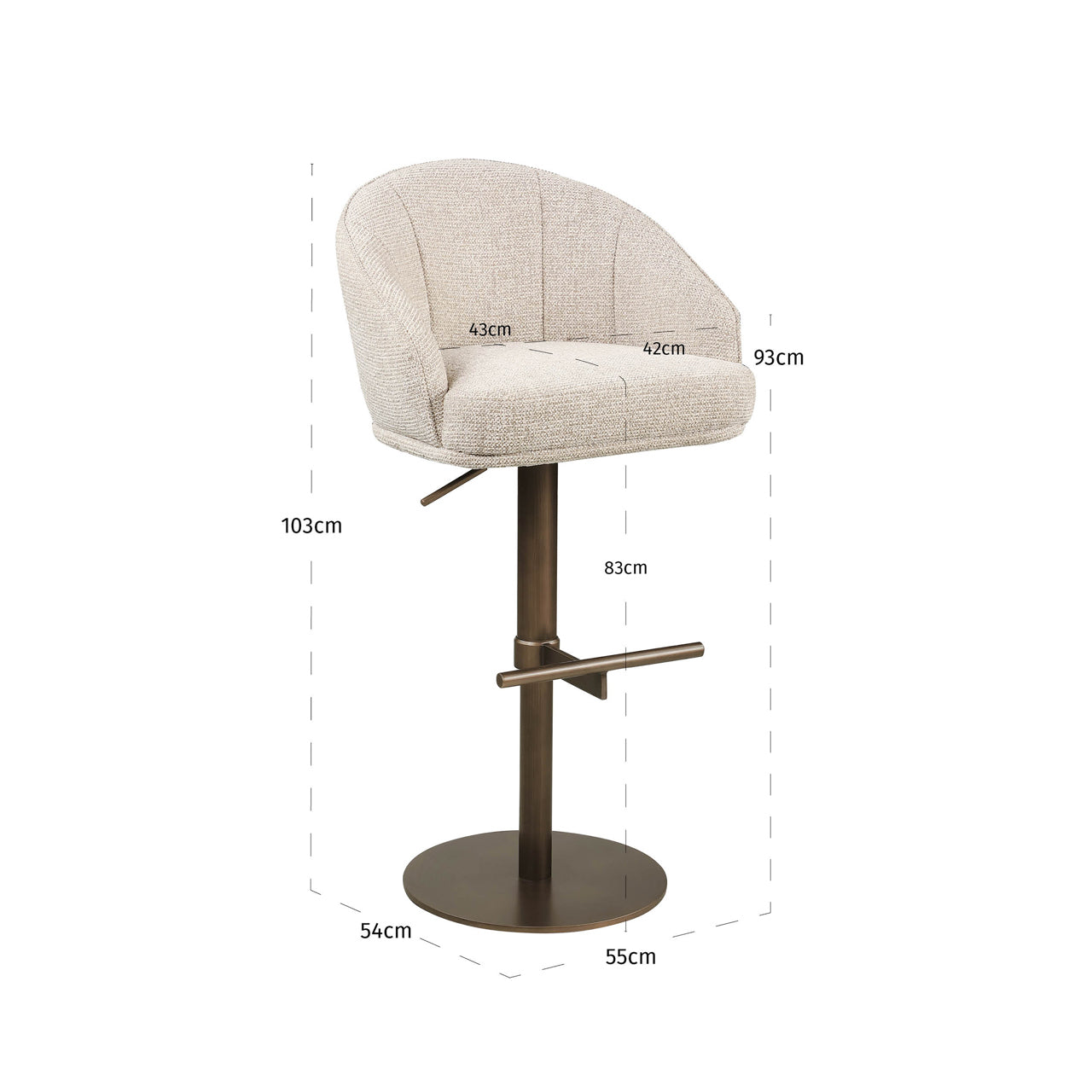 Bar stool Beverly natural fancy swivel