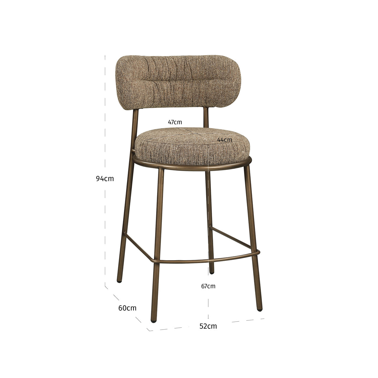 Counter stool Encanto brown tweed