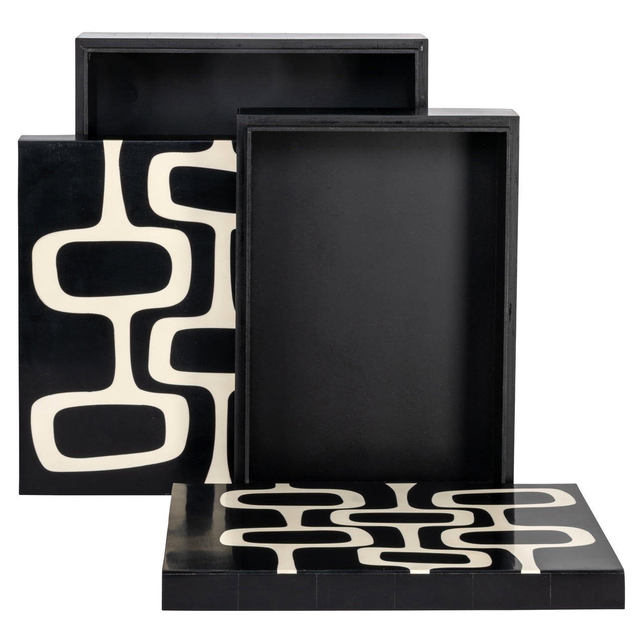 Storage box Lux black/white (Set of 2)