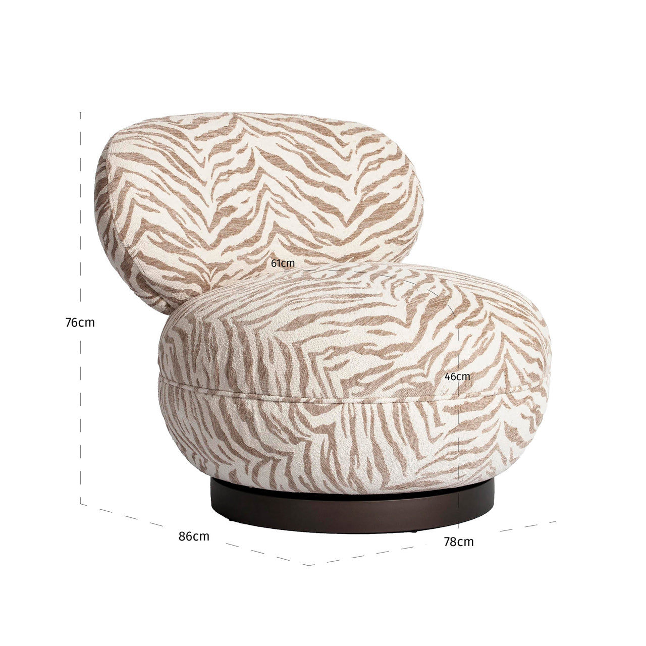 Lounge chair Jace beige tiger swivel