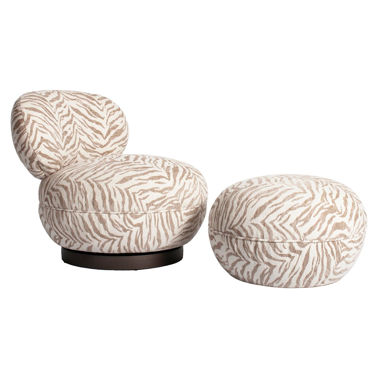 Lounge chair Jace beige tiger swivel