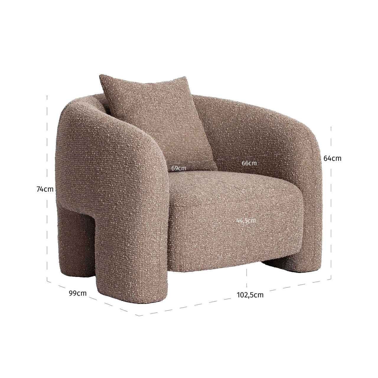 Lounge chair Tuscany mocca chunky