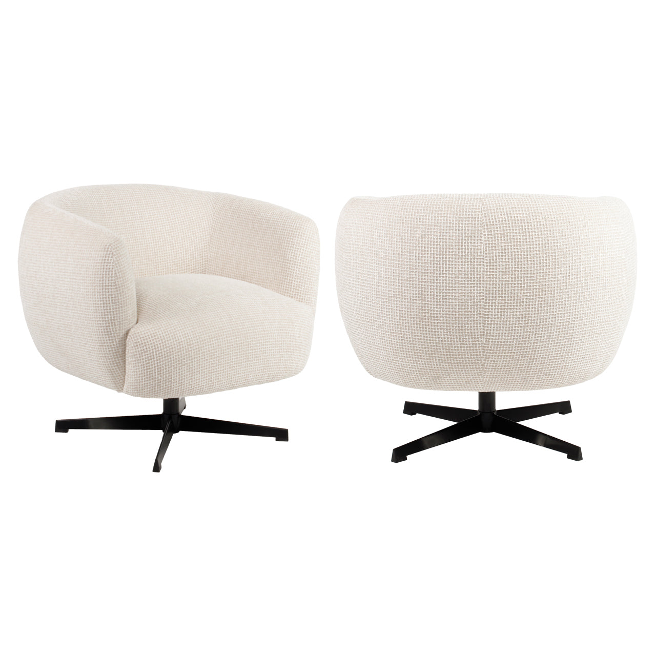 Lounge chair Estelle beige blockweave swivel