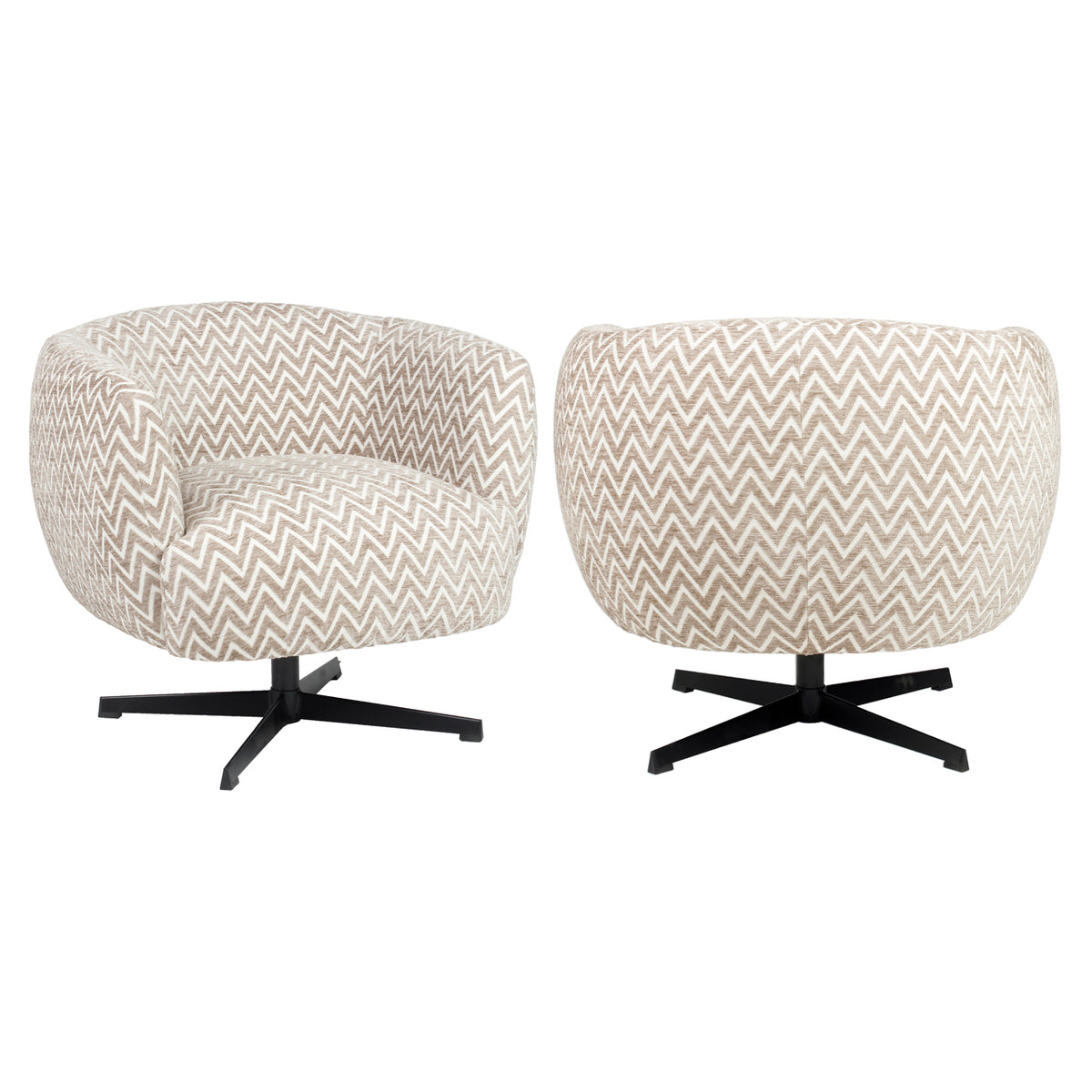 Lounge chair Estelle sand chevron swivel