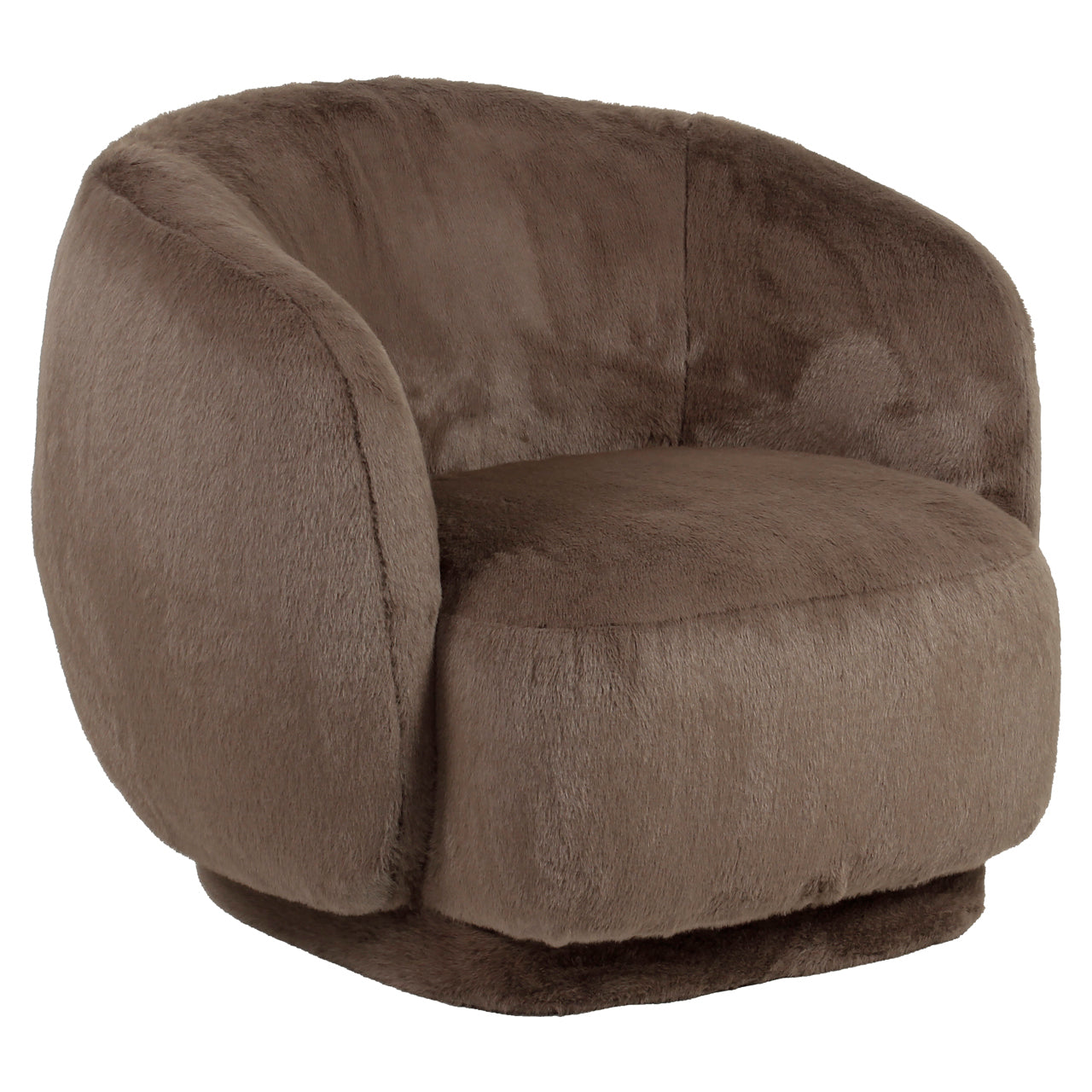Lounge chair Negreslo brown fluffy swivel