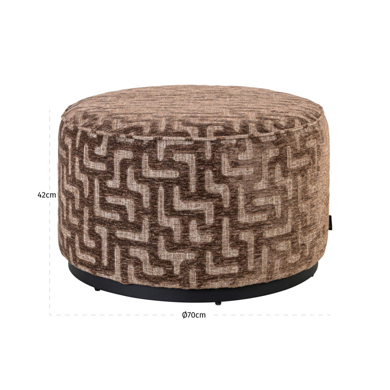 Pouffe & Footstool Lexie brown labyrinth 70Ø