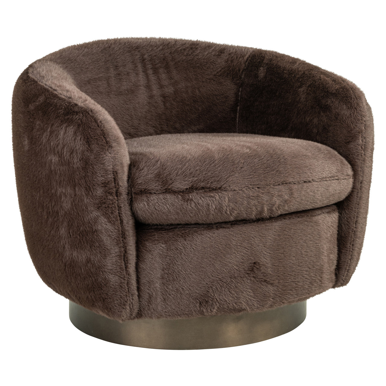 Lounge chair Colmar chocolat fluffy swivel
