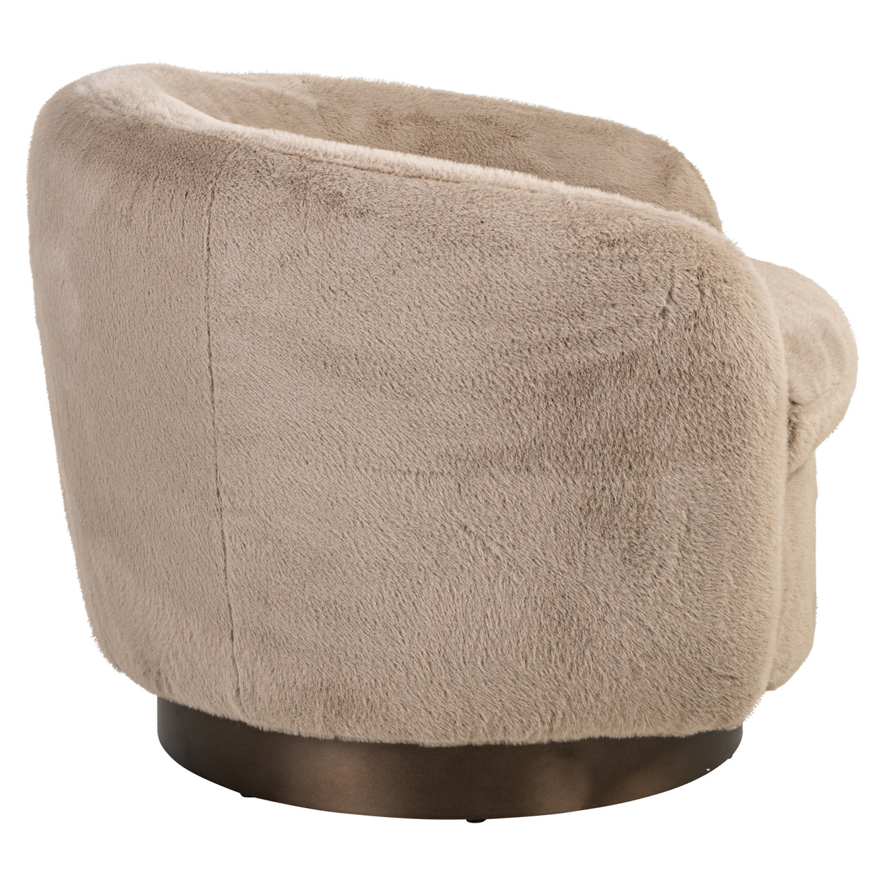 Lounge chair Colmar khaki fluffy swivel
