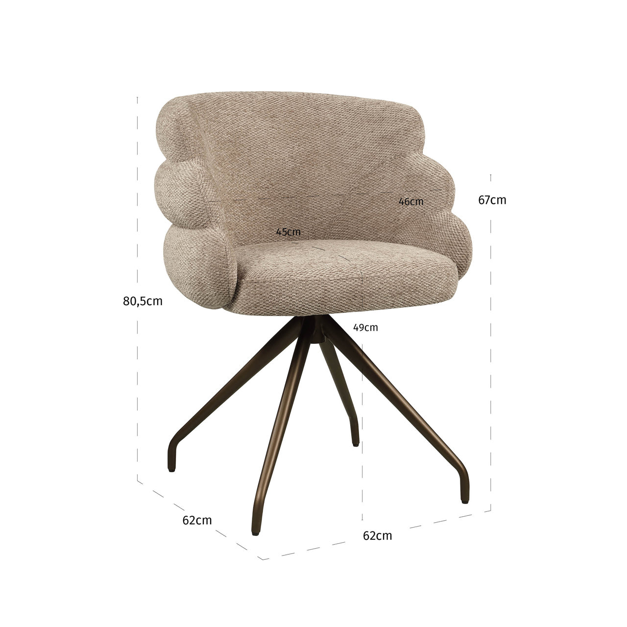 Dining chair Kayla mocca boldweave swivel
