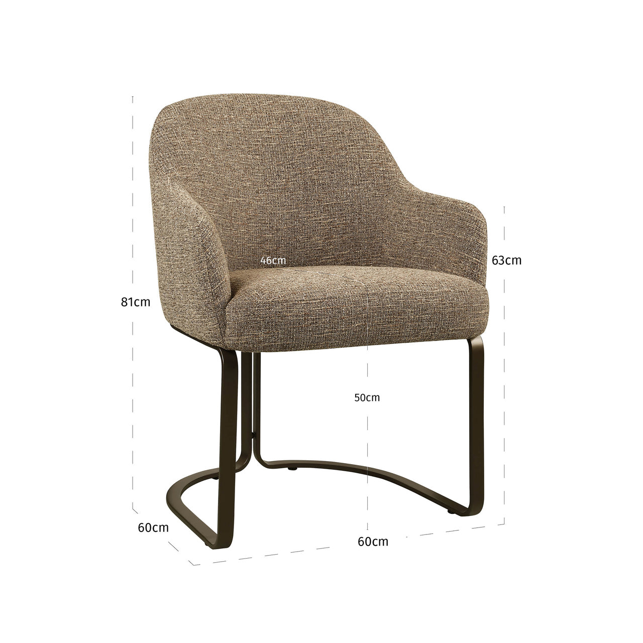 Dining chair Hadley brown tweed fire retardant