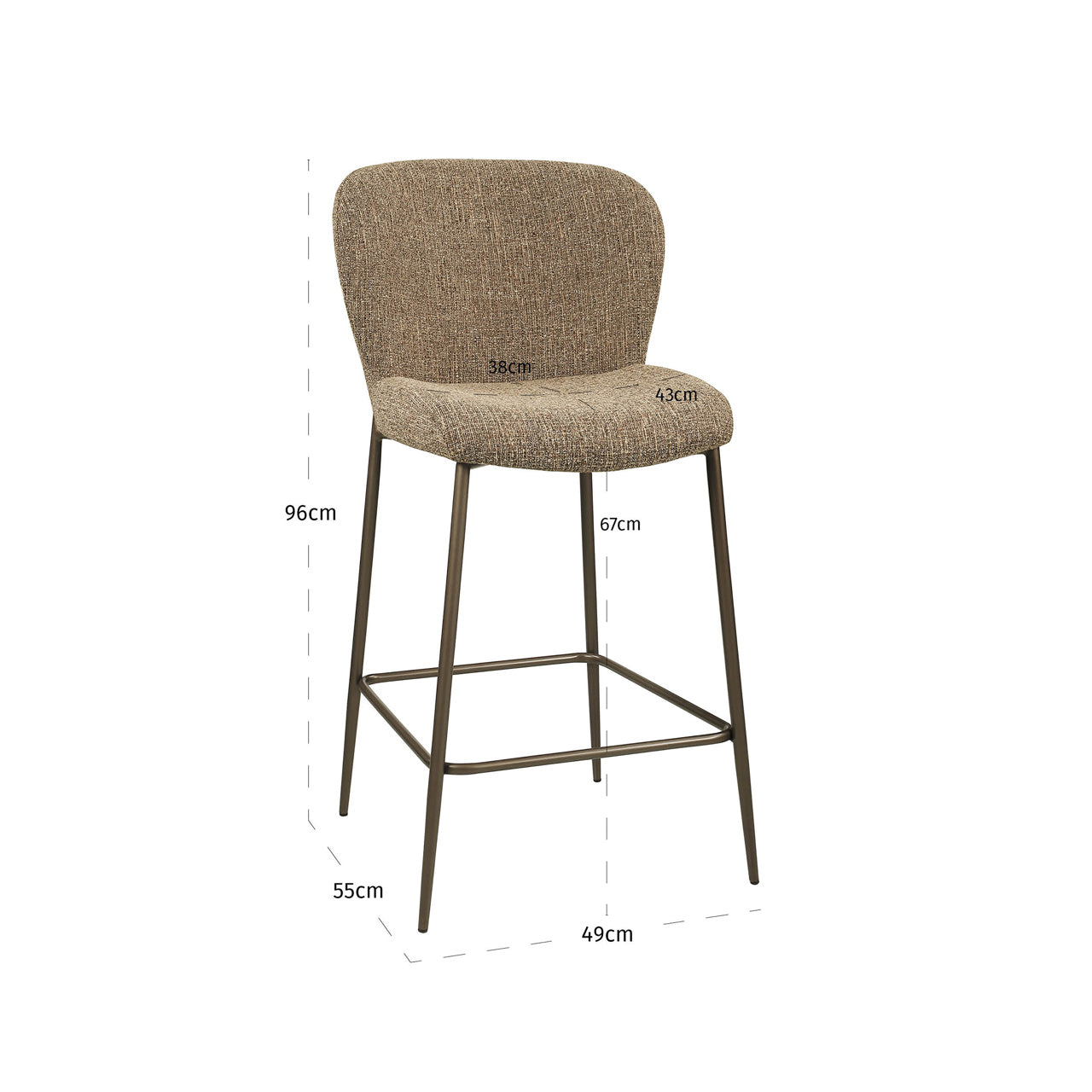 Counter stool Odarby brown tweed fire retardant