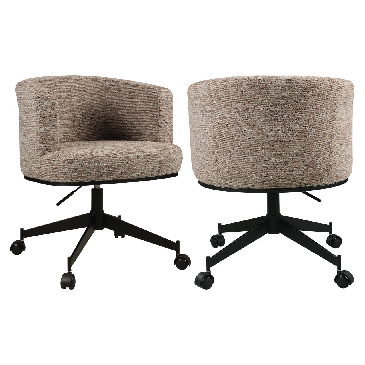 Dining chair Rochenne mocca linear swivel on wheels