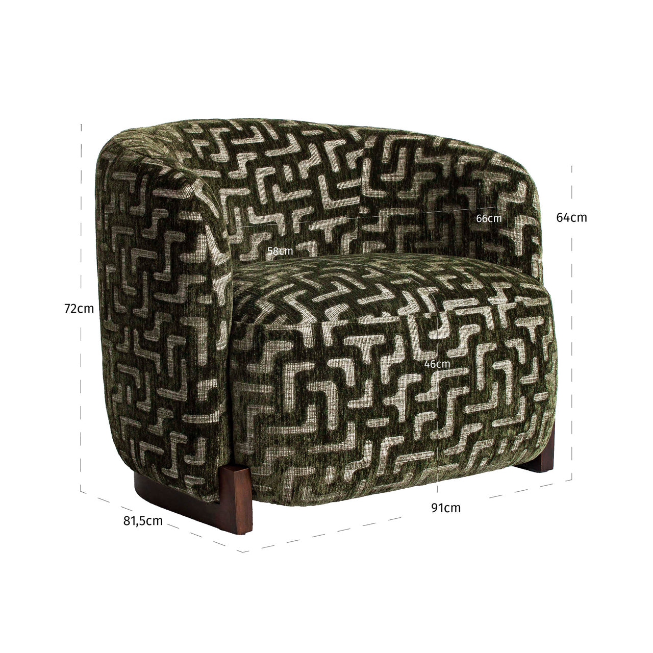 Lounge chair Hannah moss labyrinth fire retardant