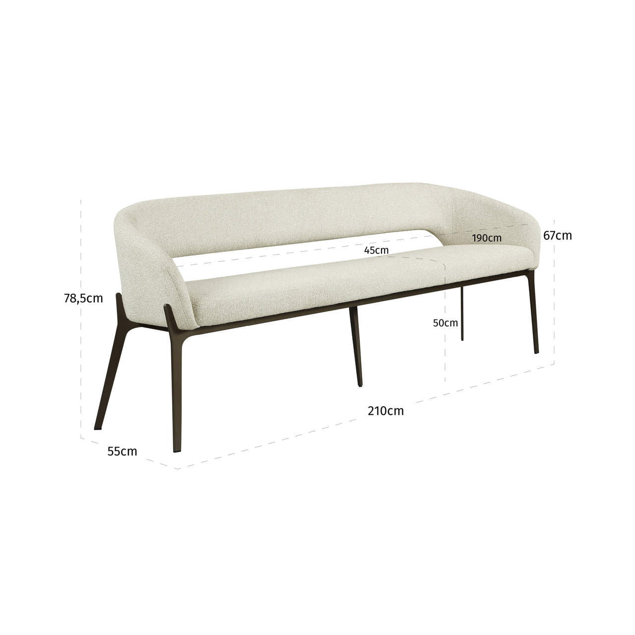 Dining bench Kenzi biscotti