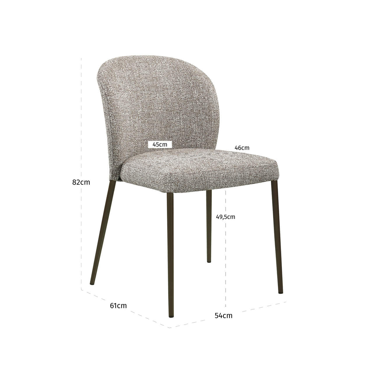 Dining chair Stacker  earth tweed fire retardant (Set of 2)