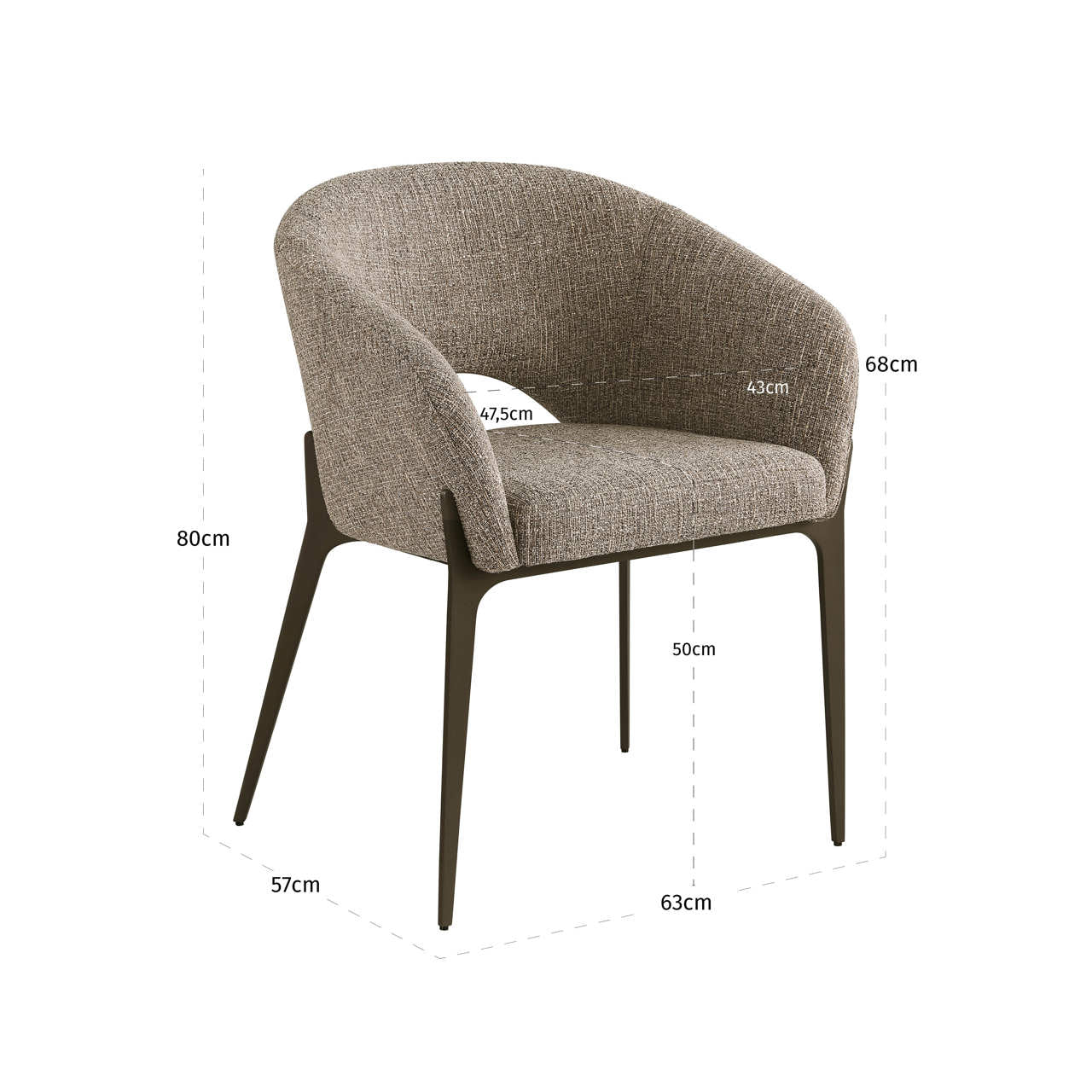 Dining chair Kenzi brown tweed