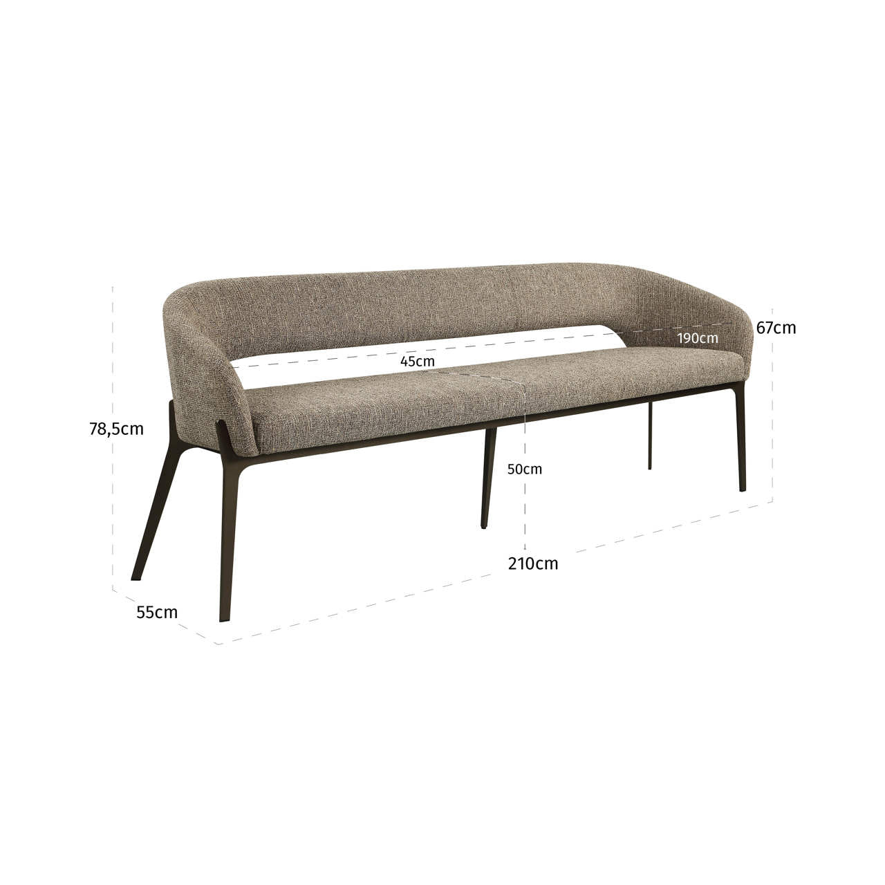 Dining bench Kenzi brown tweed