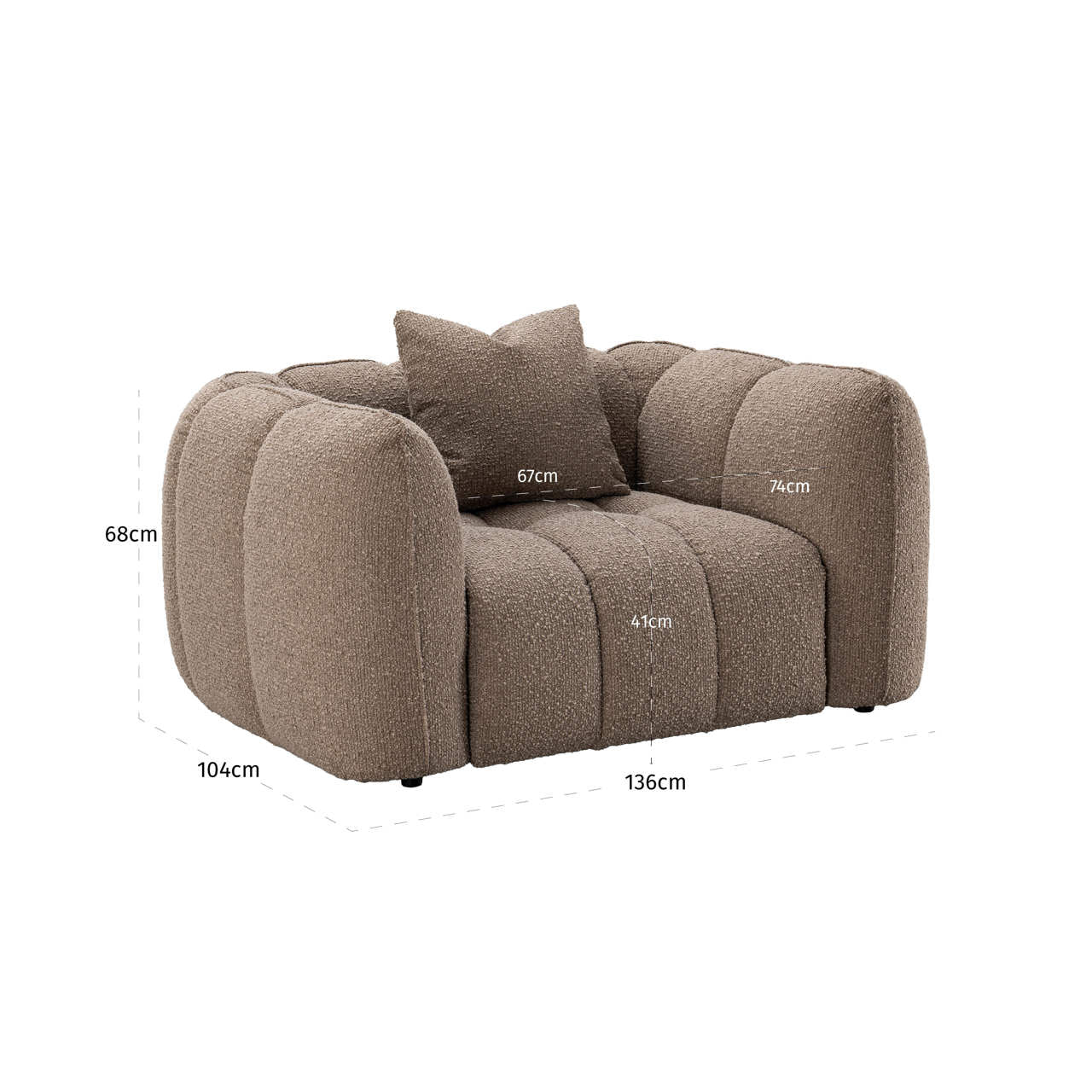 Lounge chair Hogan mocca chunky fire retardant