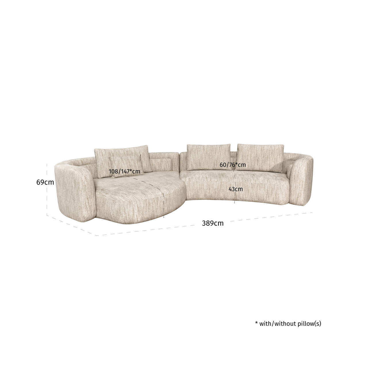 Sofa Angusto natural softweave lounge left