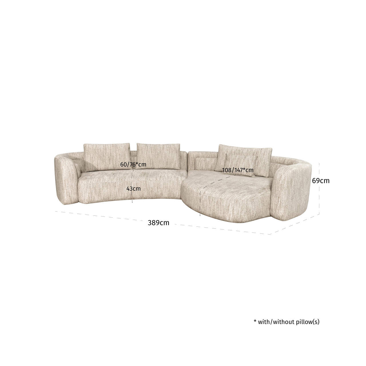 Sofa Angusto natural softweave lounge right