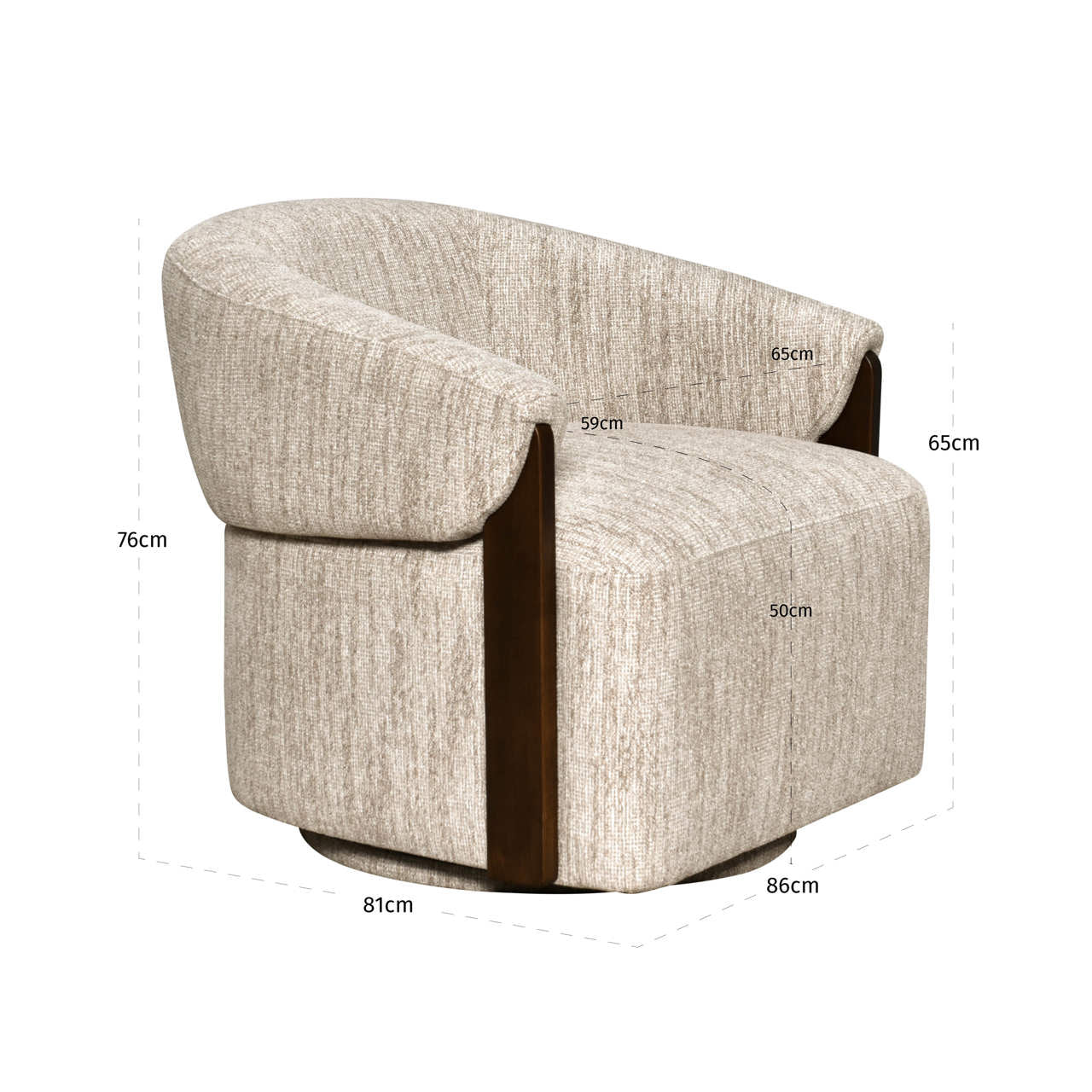 Lounge chair Marina natural softweave swivel fire retardant